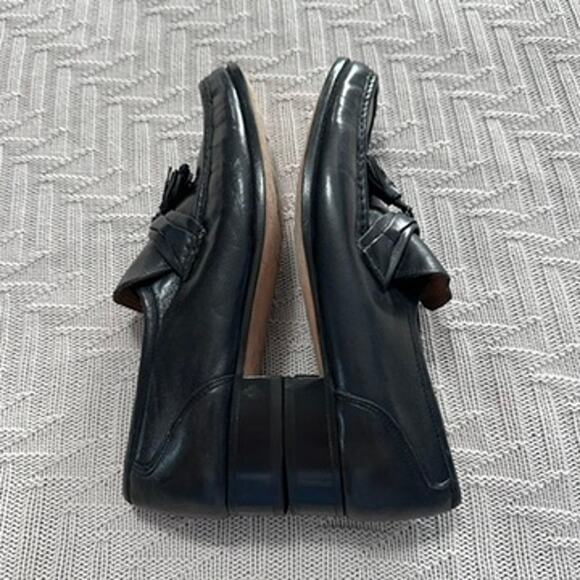 Vintage Sergio Aloy black Italian leather tassel loafers size 10.5